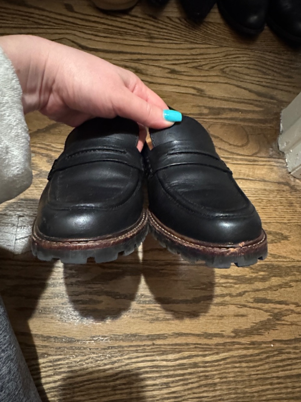 Madewell Black Leather Lugsole Penny Loafers - 8 good condition - Picture 9 of 10